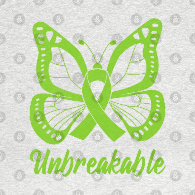 Lime Green Butterfly Awareness Ribbon Unbreakable by FanaticTee